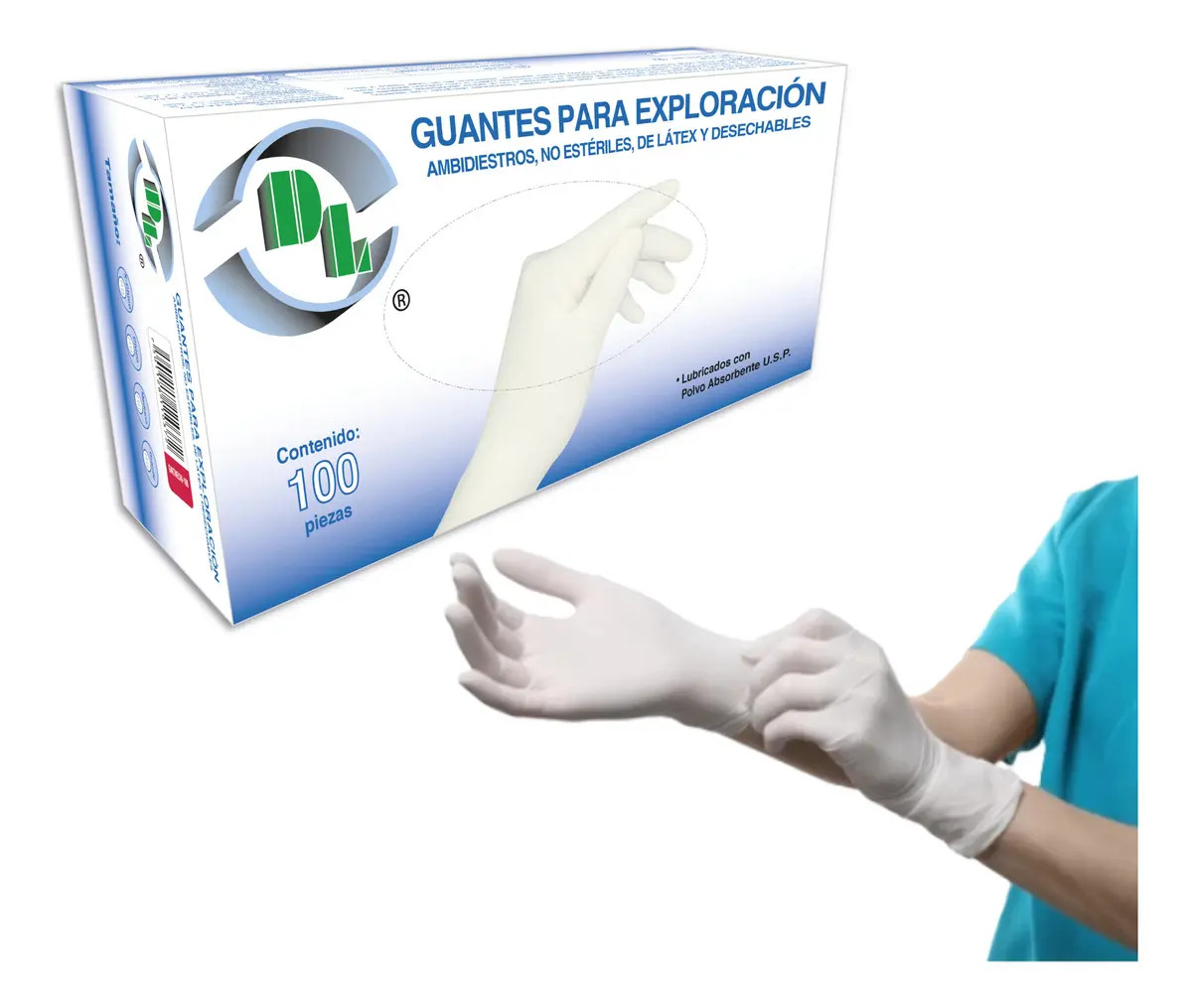 100 Guantes Látex No Estéril Para Examen Médico Talla Chico Color Blanco Talla S
