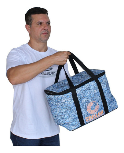 Bolsa Térmica 18 Litros Pesca Cerveja Latinha Lanche Praia Cor Azul