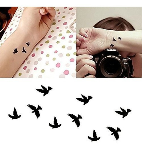 Tatuaje Temporale - Oottati Pequeño Pájaro Negro Lindo Tatua