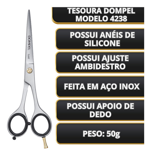 Tesoura Barbeiro Fio Navalha 6.0 Pol. Profissional Dompel