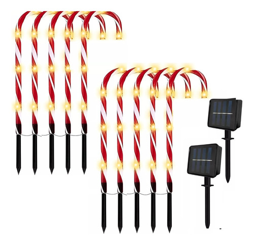 Set X10 Baston Luces Solar Baston Estaca Luces Navidad Solar