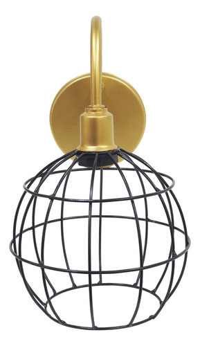 Arandelas Parede Aramada Globo Dourado/preto Lâmpada Retro