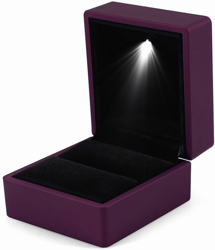 Caja Estuche Para Anillo De Compromiso Con Luz Led Color Púrpura