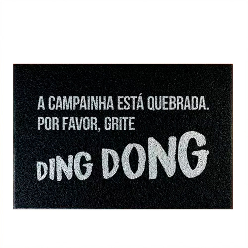 Alfombra Doormat, diseño de tela negra con forma de campana rota, color Ding Dong, C235
