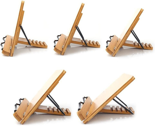 Soporte Para Libros De Cocina De Bambú Con 5 Alturas Ajustab
