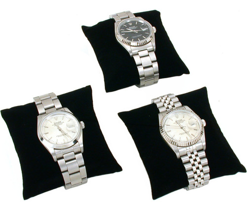 Findingking 3 Black Velvet Watch & Bracelet Pillow Jewelry D