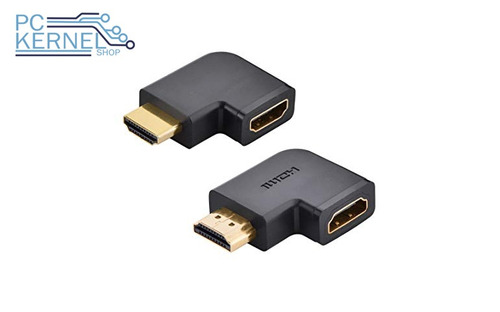 Unión Hdmi Codo Horizontal Terminales Doradas 4k