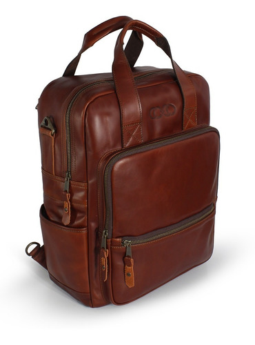 Imagen 2 de 3 de Mochila Backpack De Piel Genuina Multifuncional Mod. Tikal