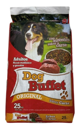 Alimento Dog Buffet Original para perro adulto de raza mediana y grande sabor carne en bolsa de 25kg