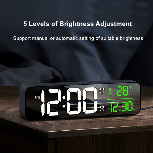 Reloj Digital Con Visualización Grande, Reloj Despertador Para Sala De Estar, Oficina, Recámara, Decoración Led, Electrónica, Fecha, Temperatura, Relojes Eléctricos, Atenuador De Brillo Automático
