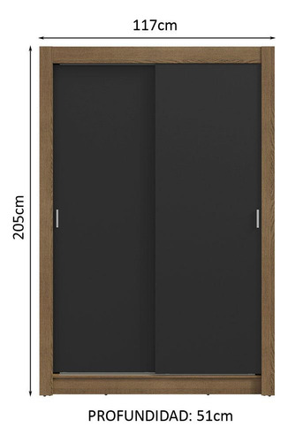Ropero Closet Madesa Vivare Plus 2 Puertas Mn Color Rustic/Negro