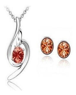 Conjunto Colar + Brinco Feminino Banhado A Prata 925 Fashion