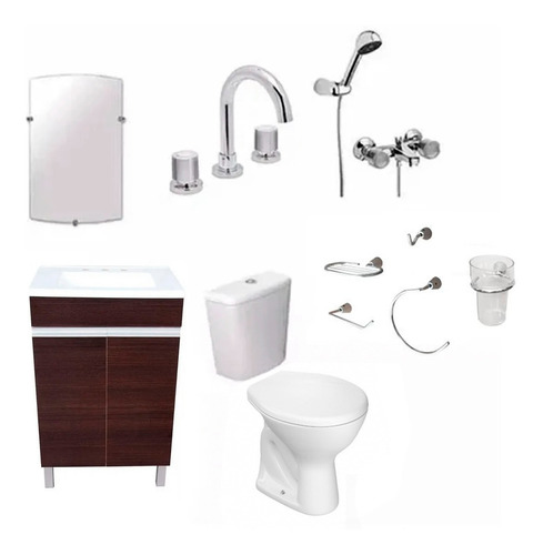 Juego Baño Completo Wengue Canillas Sanitarios Accesorios