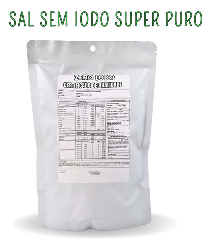 Sal Sem Iodo Ultrapuro Moido Pureza Superior A 99,5% 1kg Sab Sal Sem Iodo Moido