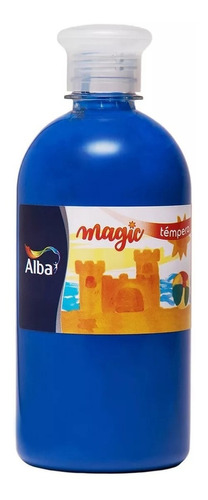Tempera Pintura Albamagic Botella Pote 700ml Colores Jardin Color Azul