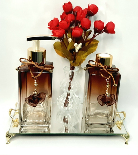 Imagem 2 de 5 de Kit Lavabo Difusor+sabonete Bandeja Espelhada Lançamento