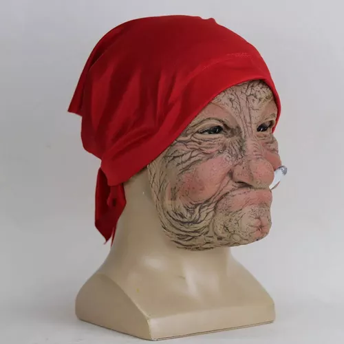 Máscara Realista Para Disfraz De Abuela Fumadora