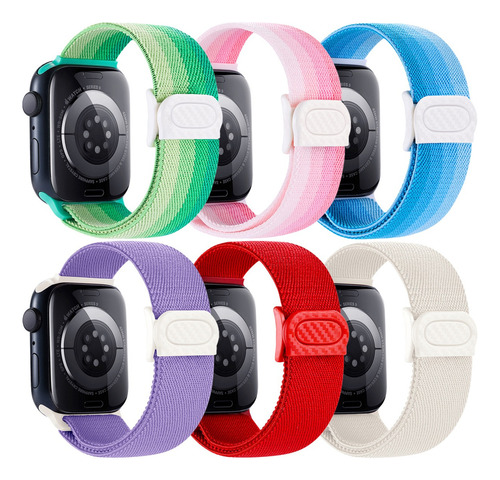 6 Correas Tejido Elástico Para Apple Watch Iwatch Se 9 8 7 6