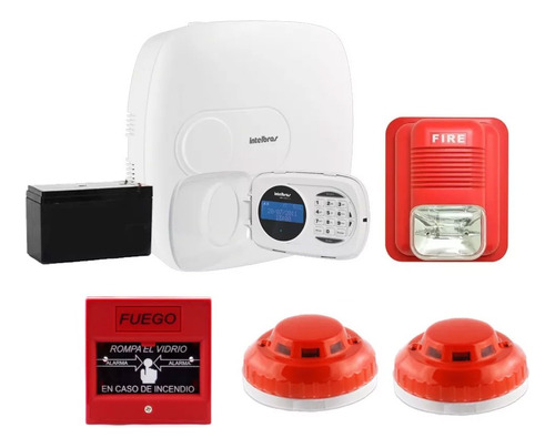 Kit De Incendio Central Alarma Con Llamador 2 Sensores Humo