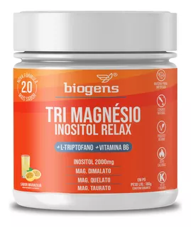 Tri Magnésio Inositol Relax, Triptofano + B6 180g, Biogens