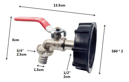 Adaptador De Tanque Ibc S60x2 Conector De Tanque Ibc 1/2