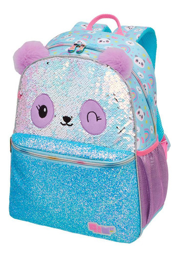 Mochila Costas Panda Rainbow Pack Me Com Glitter E Paetê