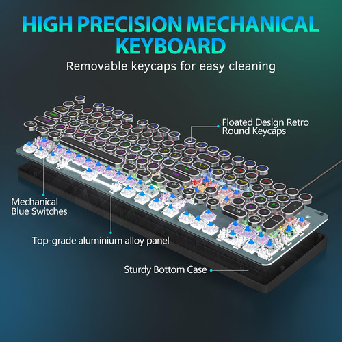 Conjunto De Teclado E Mouse Typewriter Mechanical Gaming Tai