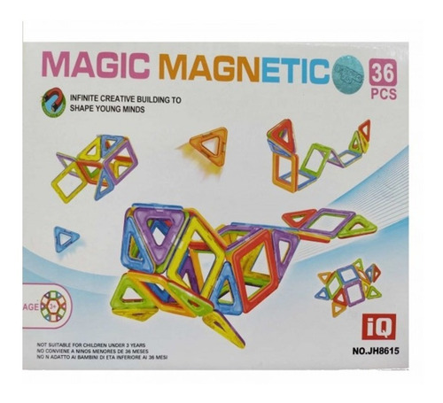 Bloques Magneticos Varios Tamaños Formas Colores 36 Piezas 