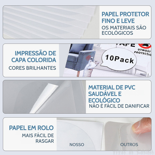 Protetor De Sofá Adesivo Gatos Anti Arranhão Transparente 10 Peças Protetora Película Para Mobilia Anti Arranhão Resistente Gato Com Prego De Fixação