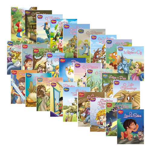 Kit 48 Mini Livros | Clássicos De Ouro - Ideal As Crianças | 36 Capas Diferentes + 12 Capas Repetidas | Escolas Professores Alunos Educação