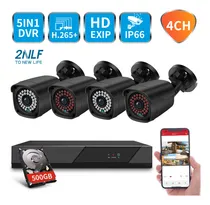 Comprar 2NLF D43 Kit De Cámaras Vigilancia Exterior 500gb Kit Dvr 4 Camaras Circuito Cerrado Color Negro