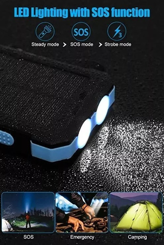 Imagen 3 de 5 de Power Bank Solar 20.000mah Cargador Portatil Con Linterna