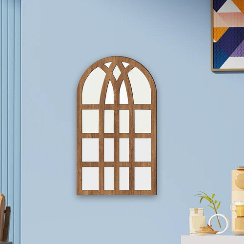 Espejo Arqueado Para Ventana, Marco De Madera, Ceja De Pared