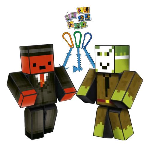 Kit Boneco Kadu + Stick 25cm Minecraft Gamer Skin Youtuber
