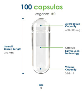 Cápsulas Veganas Vacías #0 X 100 Un. 100% De Origen Vegetal