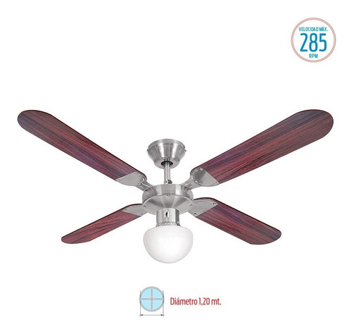 Imagen 2 de 4 de Ventilador De Techo Liliana Vthm214 Madera Clara/tradicional