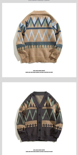 Cárdigan De Punto Con Frente Abierto Para Hombre, Estilo Per