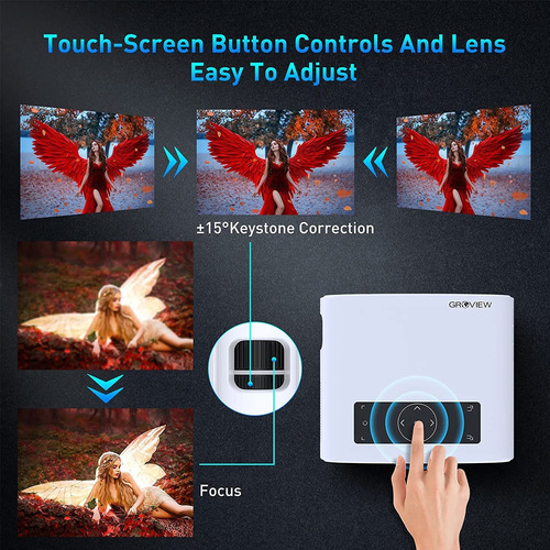 Imagen 6 de 8 de Proyector Groview 9500l 1080p, Wifi Bluetooth 5.0, 4k Videos