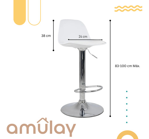 Set De 2 Sillas Banco Bar Alto Taburete Barra Cocina Amulay