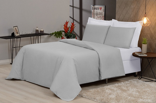 Capa De Edredom Solteiro Duvet Zíper 1,60 X 2,40 400 Fios Cor Cinza