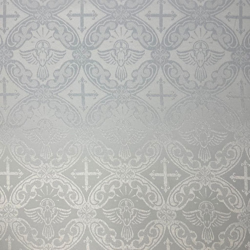 Tecido Jacquard Litúrgico Para Igreja Altar Cruz 2 Metros Desenho Do Tecido Pombo Branco