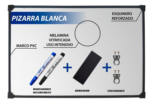 Pizarra Blanca 80x120cm +1 Marc Recargable + Borr + Embalaje