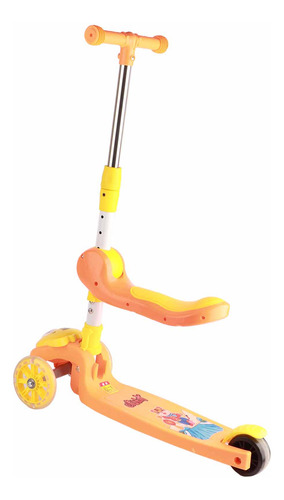 Scooter De 3 Ruedas Plegable Altura Ajustable Luces De Rueda