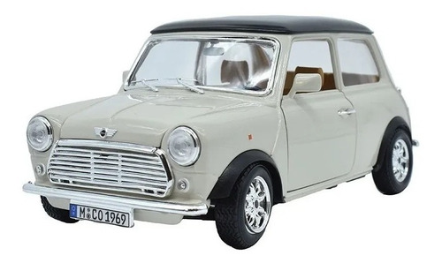 Mini Cooper 1969 Clasico Burago Blanco Escala 1/18 Nuevo