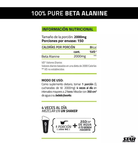100% Beta Alanina - Star Nutrition - Canning, Ezeiza, Glew