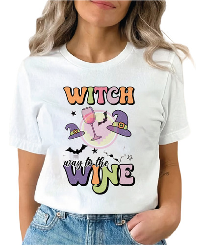 Playera Bruja Camino Al Vino Halloween, M12