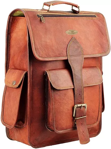 WUDON Mochila de cuero para hombre, mochila de hombro de lona encerada para  viajes y escuela, Portátil