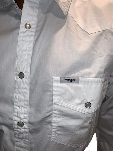 Imagen 3 de 4 de Camisa De T/ Jean Poplin Wrangler Hombre Original Blanca