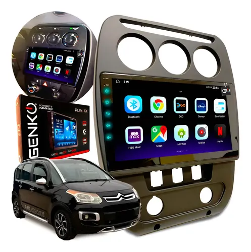 Multimídia Genko 2+64gb Aircross 11-20 Nova Moldura Completa