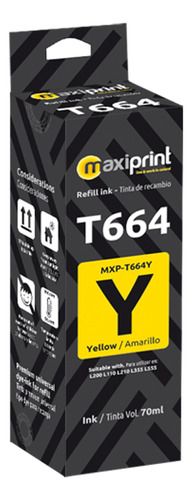 Tinta Epson T664k Generica  Maxiprint Botella 70 Ml Yellow